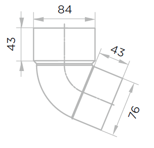 Колено трубы D80, 67 градусов Белый чертеж