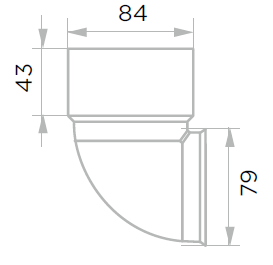 Сливное колено D80 Белый чертеж