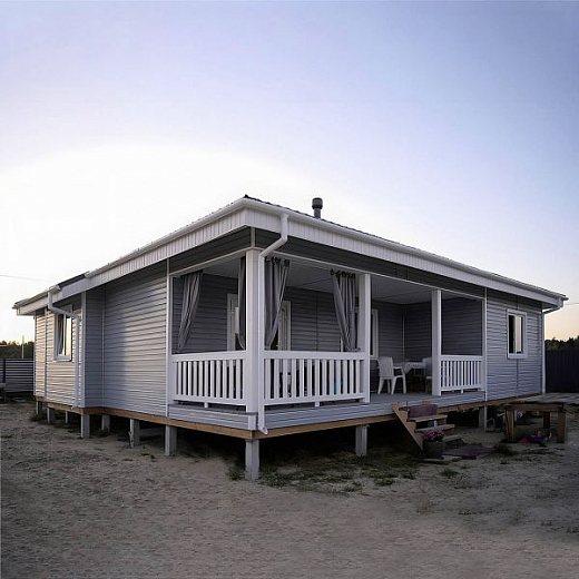 Сайдинг FINEBER STANDART серо-голубой. Отделка под брус.