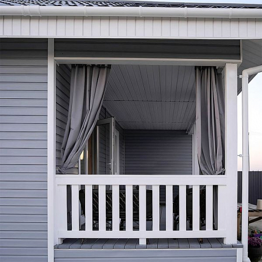 Сайдинг FINEBER STANDART серо-голубой. Отделка под брус.