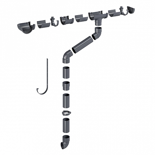 Воронка желоба D80 Графит - водосточная система ПВХ от FINEBER