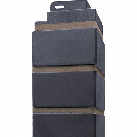 Аксессуары для фасадных панелей FINEBER: Угол наружный Кирпич облицовочный 3D, мокрый асфальт